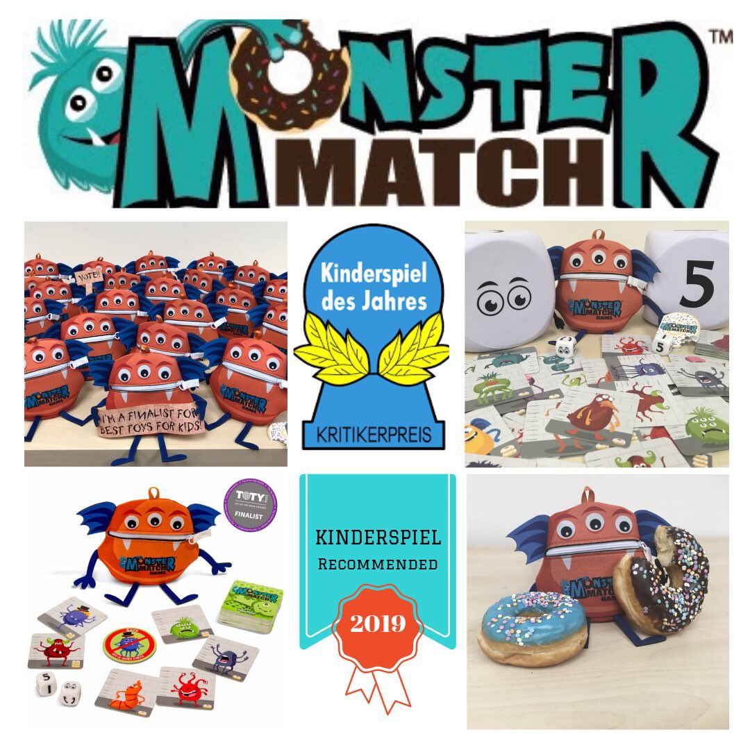 We are SO excited that #MonsterMatch is a #kinderspiel recommended game for 2019! If you are interested in great #boardgames you can enjoy with the whole #family, check out great Kinderspiel #games (nominees and recommended) like Monster Match!