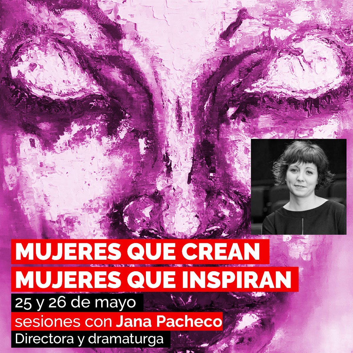NTFronterizo's tweet photo. Mujeres que crean, Mujeres que inspiran. Sesiones con #JanaPacheco Inspiración para proyectos escénicos. 25 y 26 de mayo. https://t.co/y2TURYSJxX #Mujeres #Creación #Teatro #Formacion #Escena https://t.co/VhAOpYK8Ao