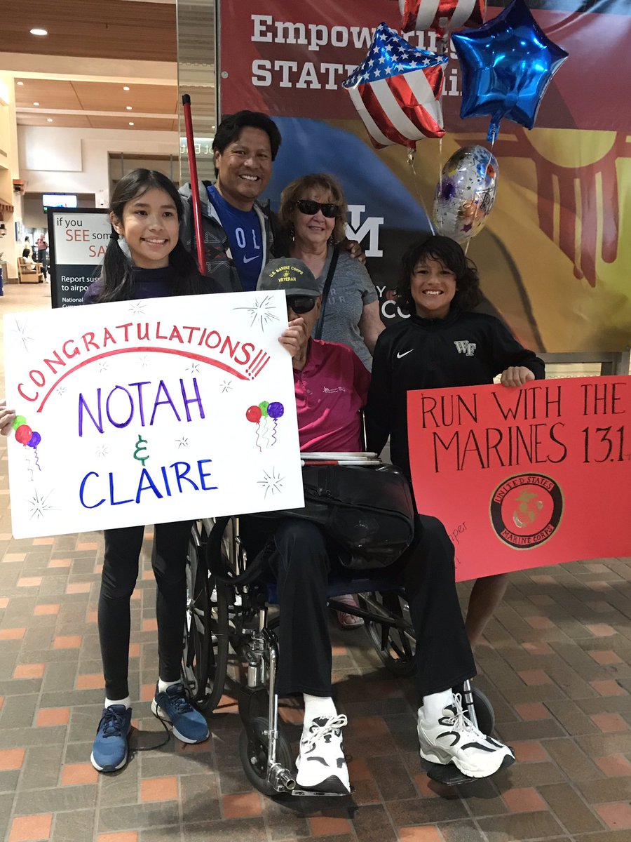 NotahBegay3's tweet photo. Welcoming back my Dad after he and his wife completed the 11th Marine Corps Historic Half Marathon in yesterday in VA! Proud of him and the history of military service in our family. My grandfather was a Navajo “Code Talker”, my father and brother were also Marines! #SemperFi https://t.co/SApz4uYmt1