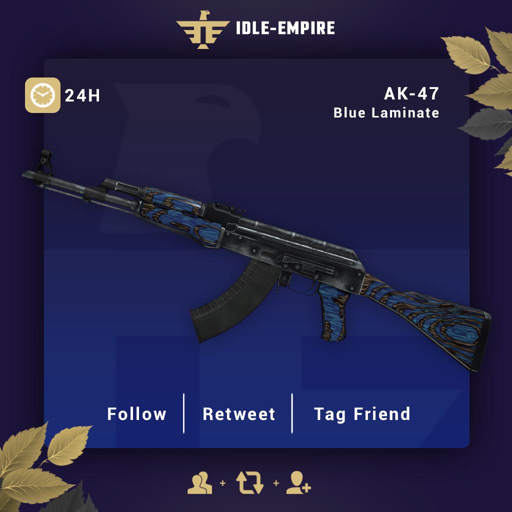 CSGOIdleEmpire's tweet photo. AK-47 | Blue Laminate - Giveaway!  🎁

Enter now:

✅  Visit https://t.co/gYbcJpT2NM                                                            
✅  Retweet this Tweet &amp; Follow us
✅  Tag a friend

Winner will be announced in 24 hours! ⏰ https://t.co/X7xazvHenv