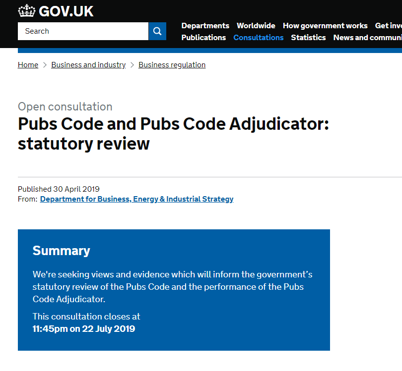 JMarkDodds's tweet photo. OPEN CONSULTATION closes 22/07/2019

Pubs Code and Pubs Code Adjudicator: statutory review LINK: https://t.co/gqjuLFgecb

Govt is seeking views and evidence on the Pubs Code and the performance of the Pubs Code Adjudicator

@ProtectPubs @PubsAdvisory @PubsSaving @lovebritishpubs https://t.co/yIVzCiqb9J