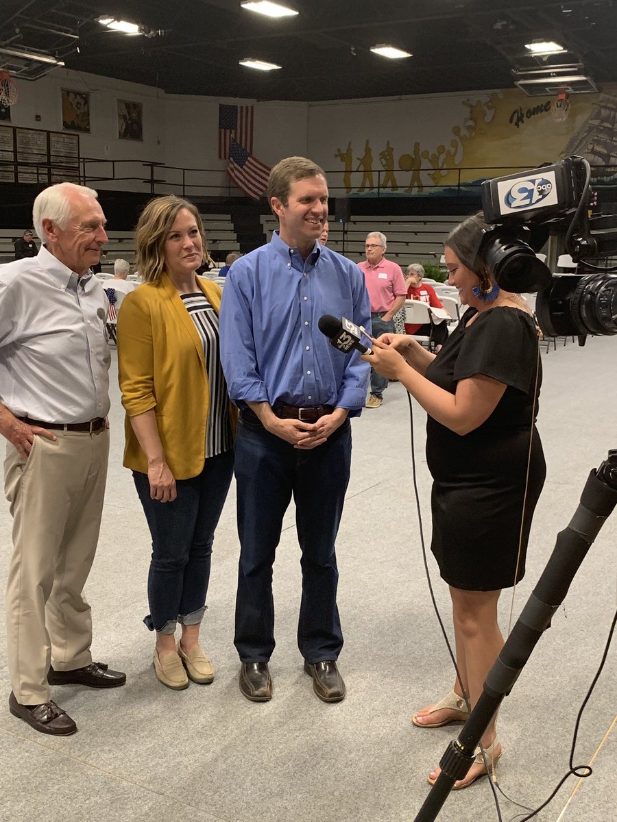 SamNewton's tweet photo. What a squad for this live interview at the #TalkVsAction final stop in Central City! #KYGov https://t.co/K7XiOWlF2K
