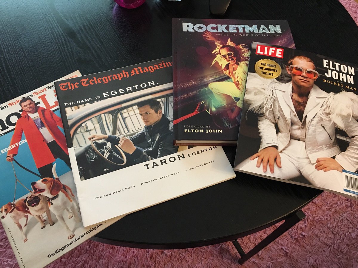 NiciMN's tweet photo. I got a few things today. The @rocketmanmovie book is AWESOME!! Spotted the Elton mag and had to get it. And a great guy in the UK mailed me some Taron mags. ๐ฅฐโค๏ธ #rocketfans #TaronEgerton #EltonJohn #Rocketman https://t.co/sgwRRYd0FL