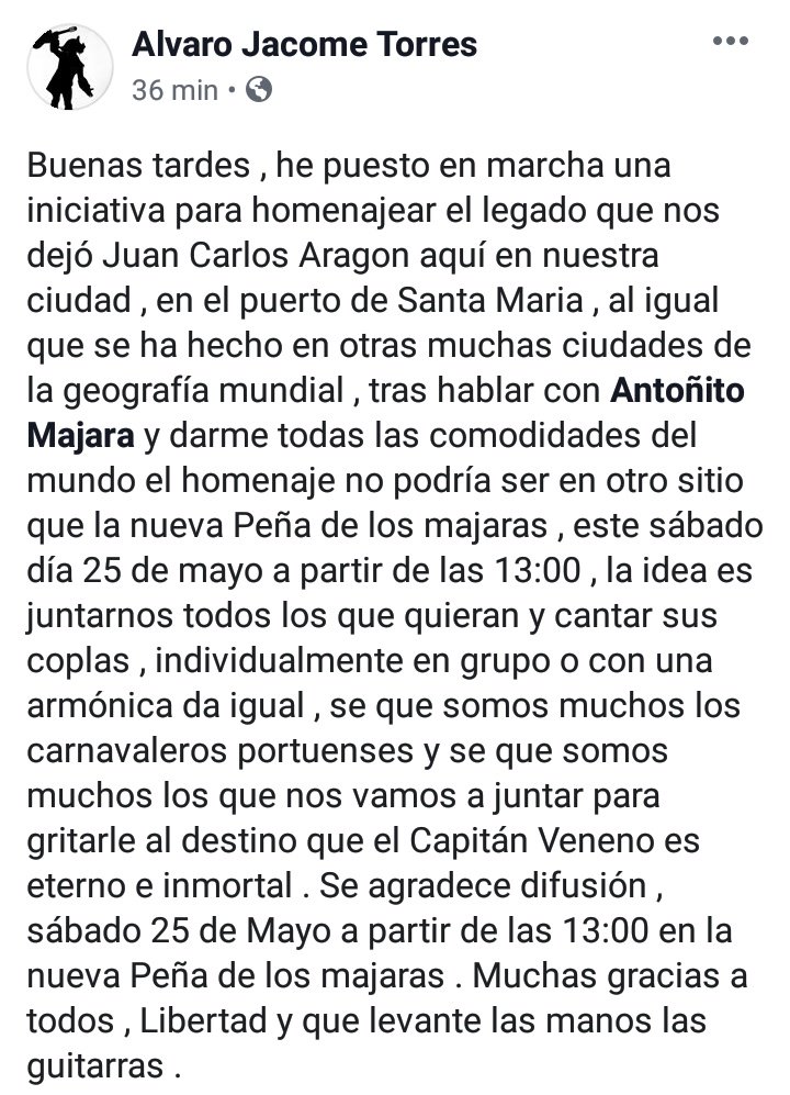 Carnavaladictos's tweet photo. Homenaje a Juan Carlos Aragón en El Puerto de Santa María (Cádiz) https://t.co/yELV8C91wK