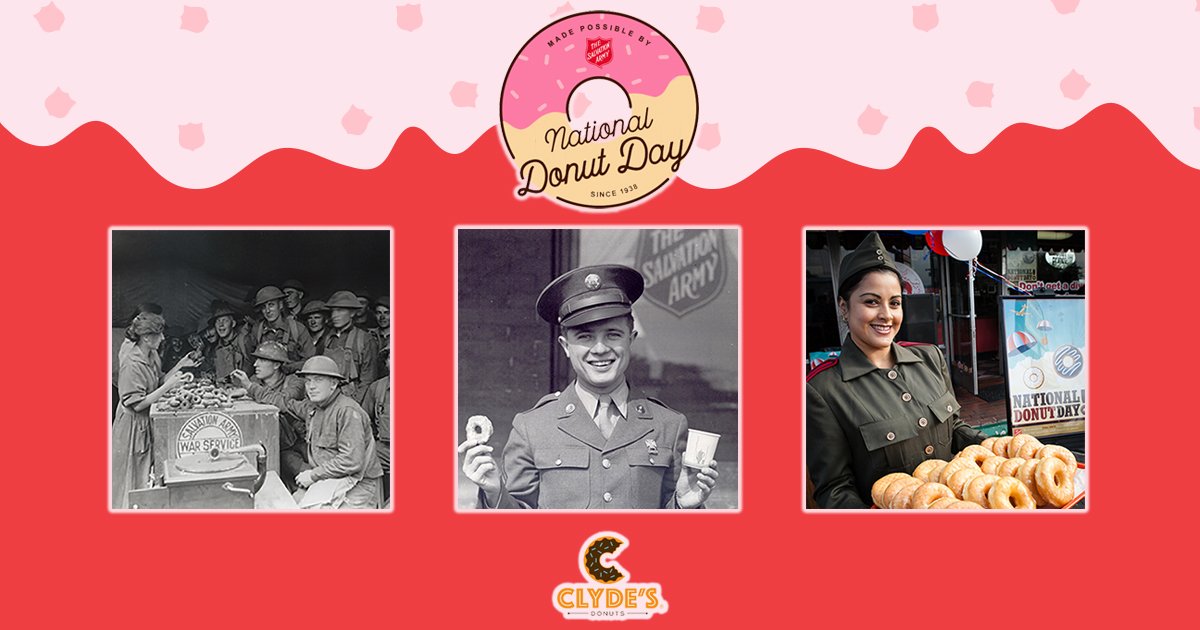 ClydesDonuts's tweet photo. #DonutDay is coming up 6/7! We're celebrating #NationalDonutDay with @salarmychicago. #DYK? During the Great Depression, #SalvationArmy distributed donuts to raise funds and bring awareness to their social services. Learn more at https://t.co/vPWAjyhovp https://t.co/2HeabIvrYv