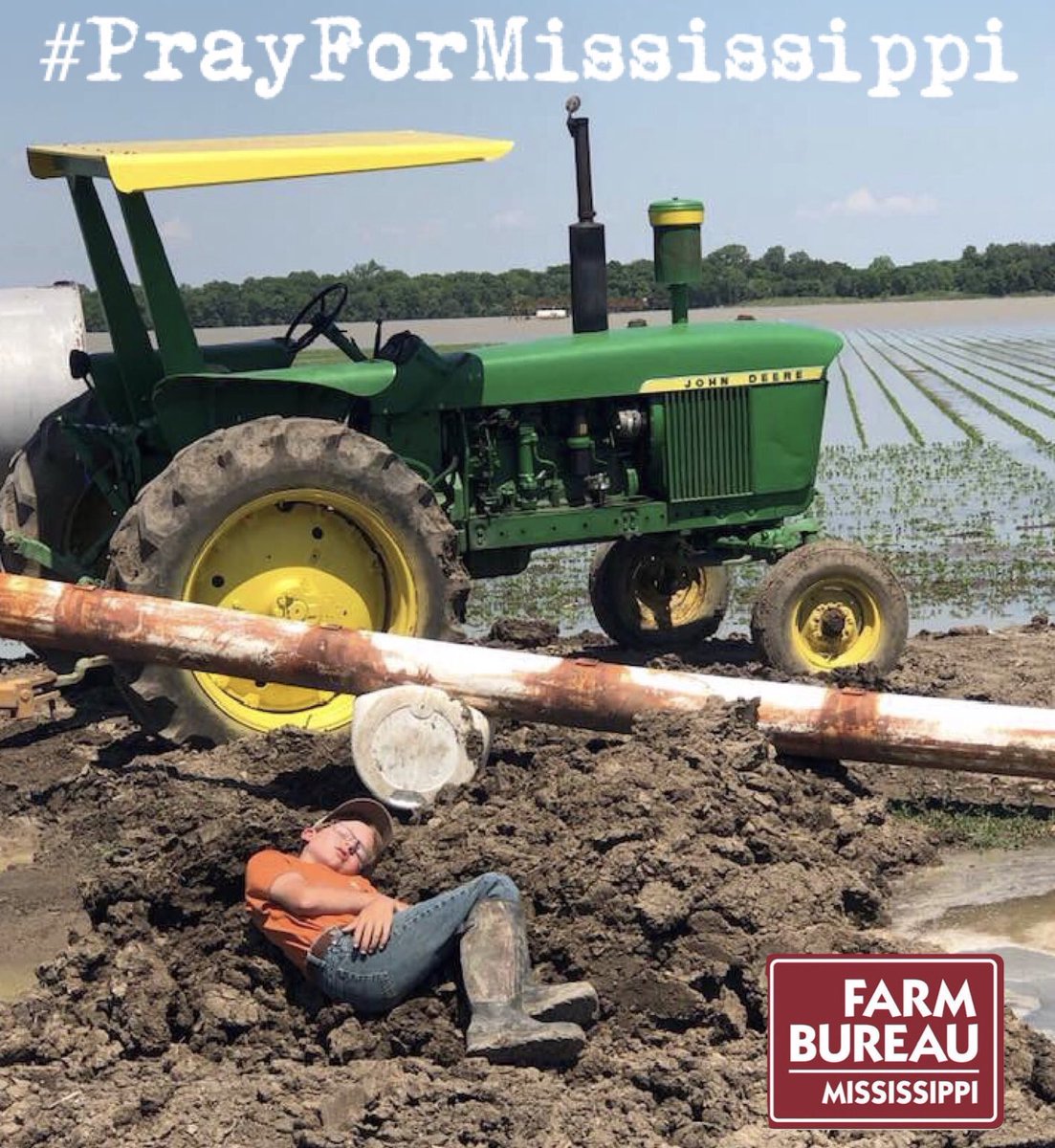 Ben Boykin, 10 years old, was exhausted from helping his family build a levee to try and save their Issaquena County corn crop from the backwater flooding. Please continue to #Pray for #Mississippi and everyone who is being impacted by this devastation.
