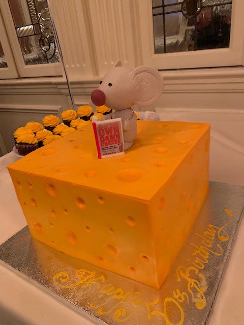 Author of "Make Your Own Damn Cheese", Dr. <a href="/ChubackMedical/">Dr. John Chuback</a>, celebrated his birthday with this "grate" cake! 😁 Get a copy of his book here: amazon.com/Make-Your-Damn…