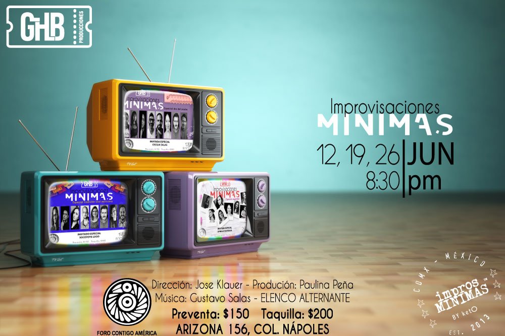 GHBProducciones's tweet photo. #ImprovisacionesMínimas Miércoles 12,19 y 26 de junio 8:30pm Foro @ContigoAmerica Dirección @JoseKlauer Producción:@palicleta Elenco alternante CUPO LIMITADO. Más info: produccionesghb@gmail.com https://t.co/1xDVBi2b7X