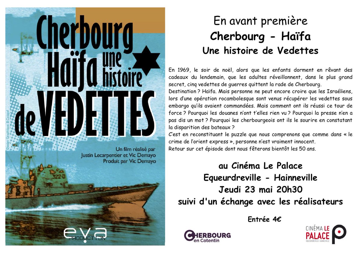 #cherbourghaïafaunehistoiredevedettes
#jeudi23mai
#20h30
#tarifunique4euros