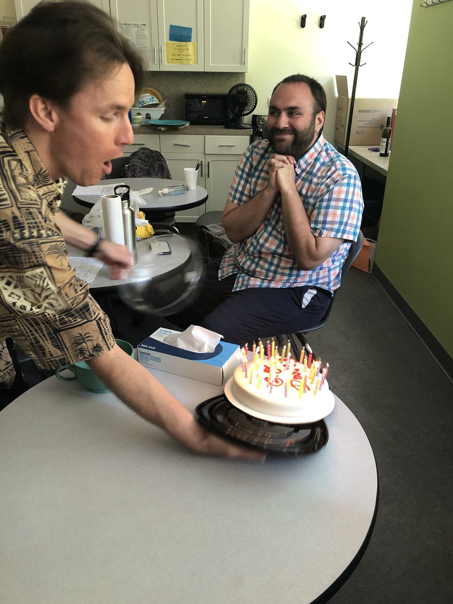 ELC_BOSTON's tweet photo. Happy birthday, Dave!!! 😄🎂🎉🎈 Check out Nych almost dropping the cake on the floor 😂 

#elcboston #internationalstudents #studyabroad #learnenglish #boston #birthday #teacher #travel https://t.co/n0V3WYX5b4