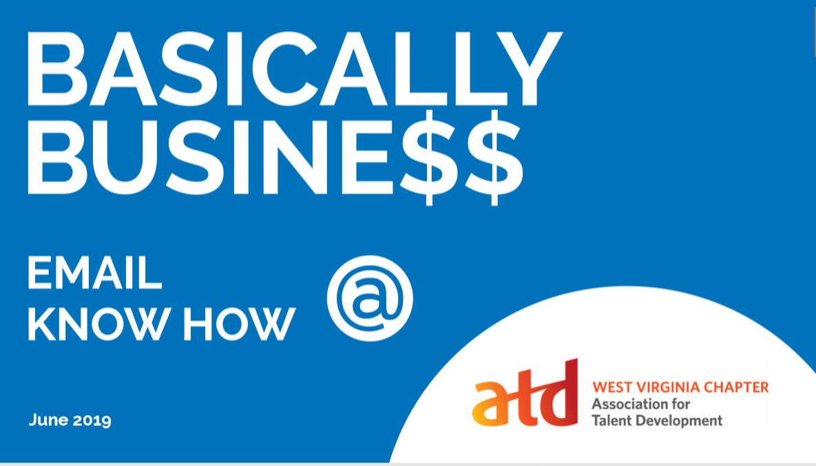 atdwvchapter's tweet photo. Register now for ATD WV's FREE Basically Business: Email Know-How Lunch N' Learn workshop coming up on June 21st at the #UniversityofCharleston's Innovation Center! Learn more and register at https://t.co/5FBXvDwjtt #ATD #ATDWV #professionaldevelopment #Emailetiquette https://t.co/Ns6tgUfb3g