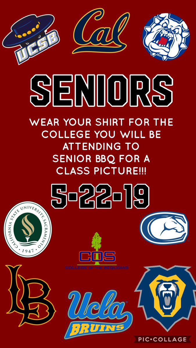 ATTENTION CLASS OF 2019! This Wednesday Rep your college/branch of the military you will be going to after college 🎉