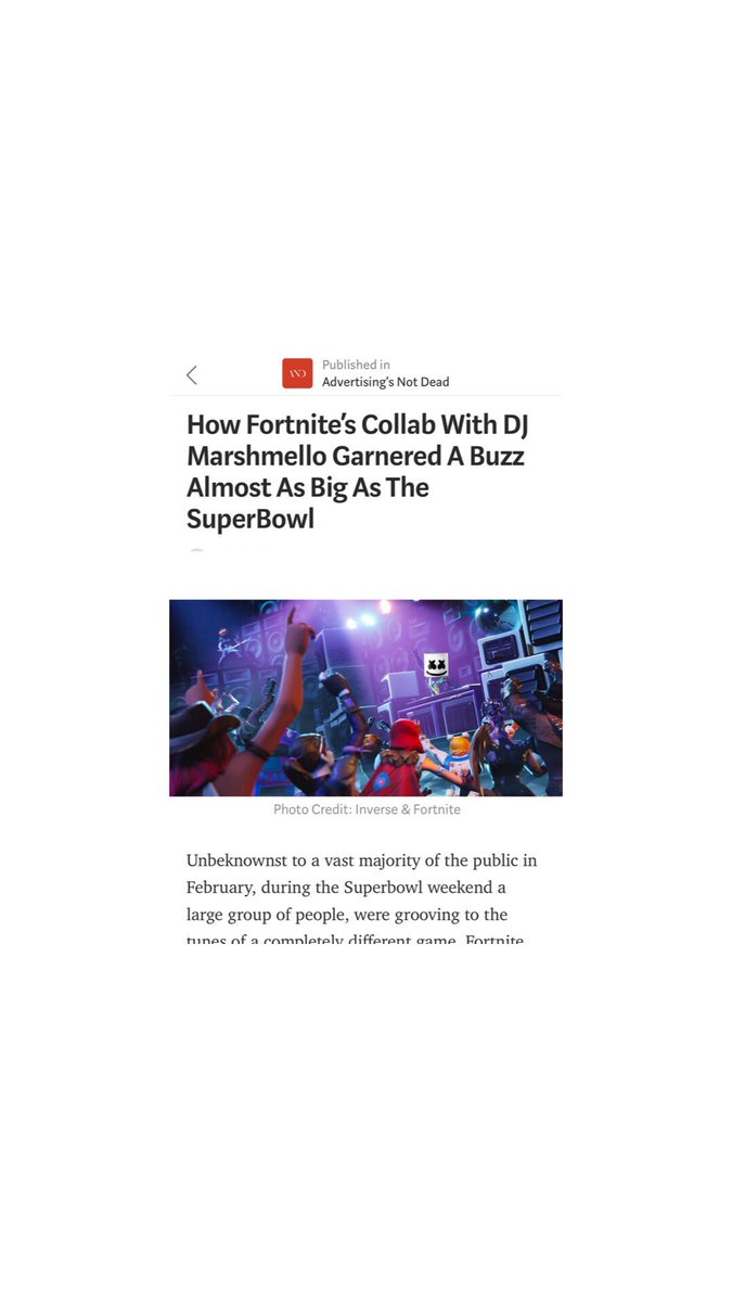 Advertisingsnot's tweet image. New piece up featuring @marshmellomusic &amp;amp; @FortniteGame collab in February. bit.ly/Djxfortnite #fortnite #Adweek #Medium @Medium @EpicGames @Adweek