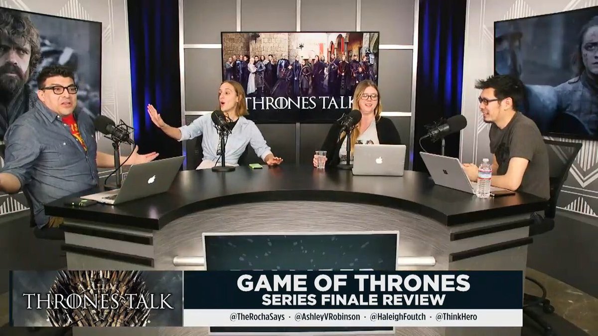 AshleyVRobinson's tweet photo. My genetically French hand gestures really reared their heads on last night’s #ThronesTalk
Sound off with your thoughts on the #GameOfThronesFinale in the comments!
#GameOfThrones #GoT https://t.co/JEyF7H4ygg