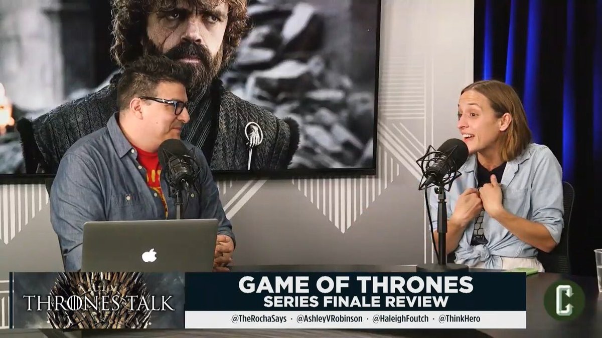 AshleyVRobinson's tweet photo. My genetically French hand gestures really reared their heads on last night’s #ThronesTalk
Sound off with your thoughts on the #GameOfThronesFinale in the comments!
#GameOfThrones #GoT https://t.co/JEyF7H4ygg