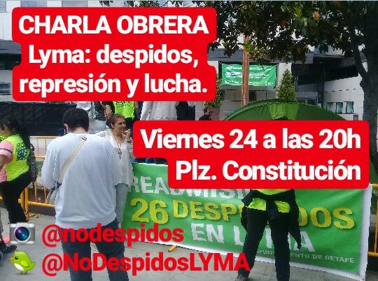Por la Readmisión inmediata de las 25 despedidas de LYMA. Ayuntamiento de Getafe responsable.
#luchaobrera <a href="/NoDespidosLYMA/">NoDespidosLYMA</a> 
<a href="/Nodespidos/">No a Los Despidos!</a> 
m.facebook.com/story.php?stor…