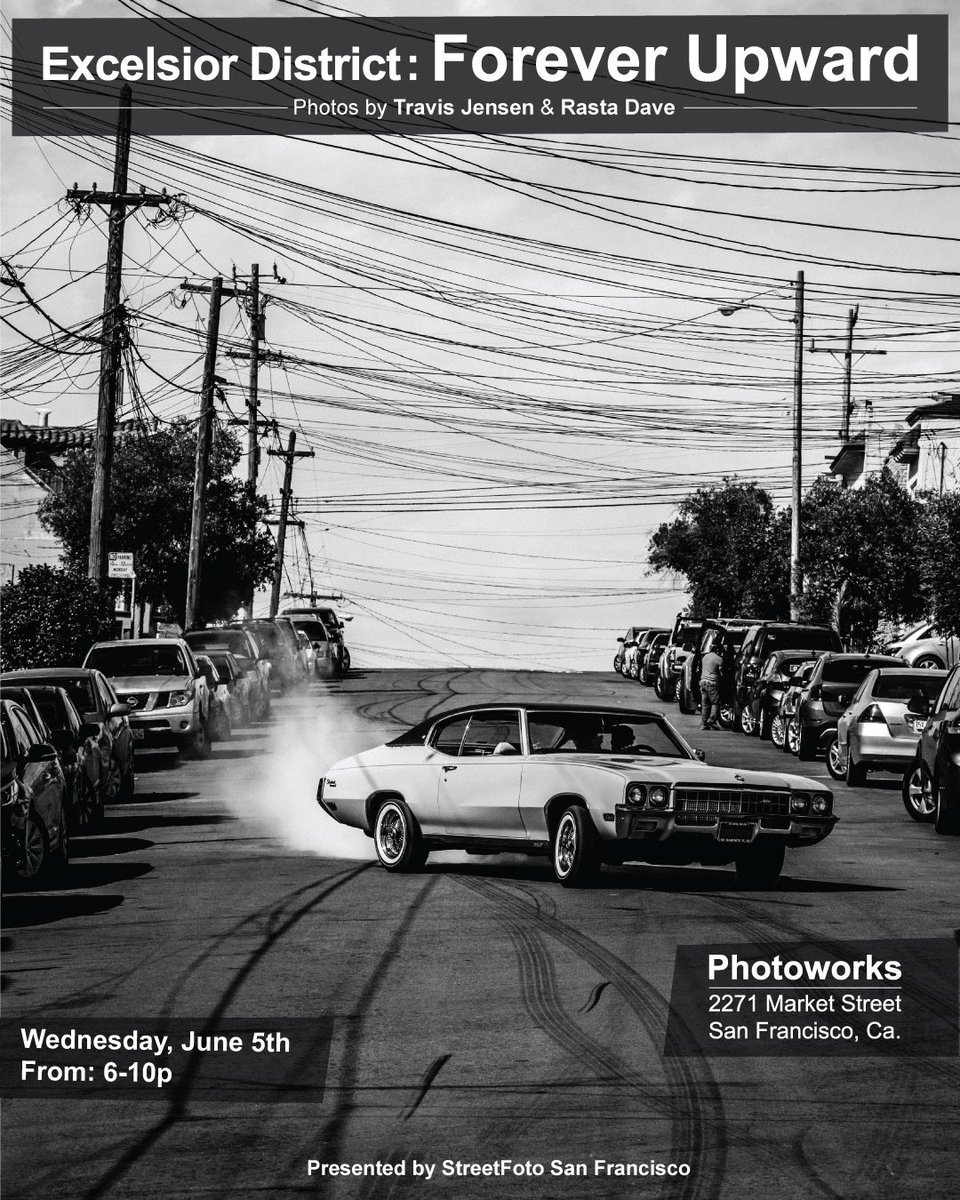 Excited for this one! A project 7 years in the making highlighting the Excelsior District, San Francisco’s last working class neighborhood. A story about a rapidly changing city, family, friendship, brotherhood, camaraderie &amp; the power of photography. June 5  at <a href="/PhotoworksSF/">Photoworks SF</a>.