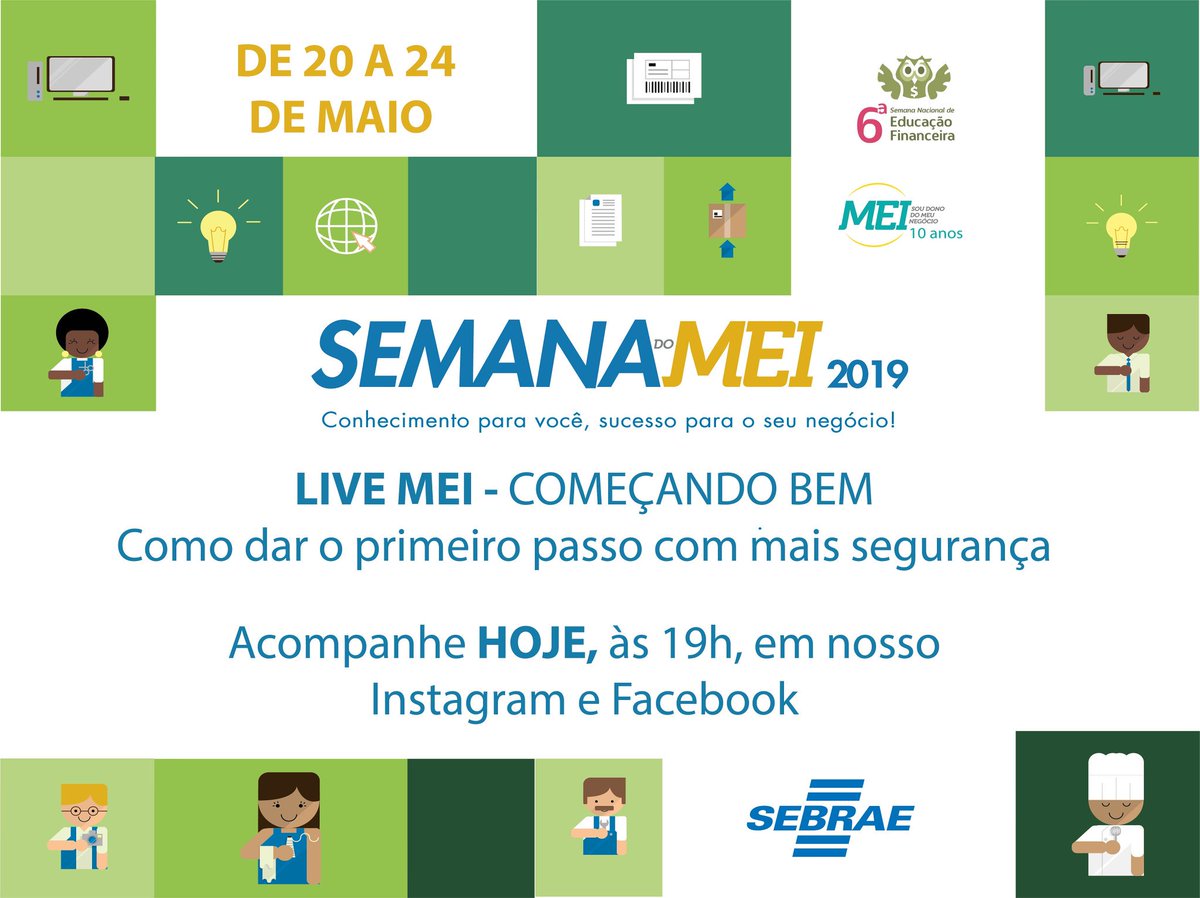 sebrae_ma's tweet photo. #LiveMEI 👉É hoje! Quer começar seu negócio com segurança? Então essa live é para você. Daqui a pouco, às 19h, vamos conversar e dá dicas importantes pra você que tá sonhando em abrir sua empresa.
😀Anota na sua agenda: vai rolar no Facebook, Instagram+ https://t.co/C8UEdTBUwi