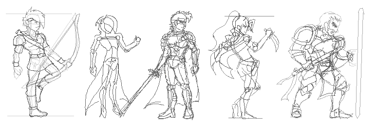 NiTeNull's tweet image. The before and after of the main characters designs. I feel satisfied, although I think I'll redo these in smaller size in order to streamline the animation process. I'm one step further but there's still a lot of ground that I must cover. #BeginnerGameDev #ProjectEclipse