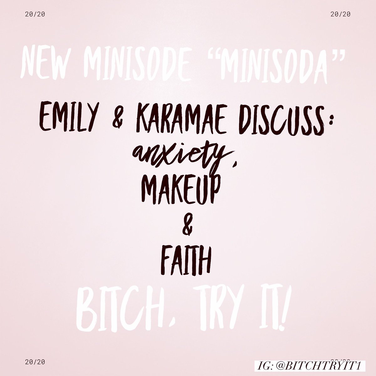 BitchTryIt1's tweet photo. Our 3rd episode of our #BitchTryIt #Podcast is up and it’s a #Minisode / #Minisoda! Emily & KaraMae discuss anxiety, makeup and faith! Tune in on iTunes & Castbox, leave us a review and subscribe! 🖤 https://t.co/JJxHHzKZX1