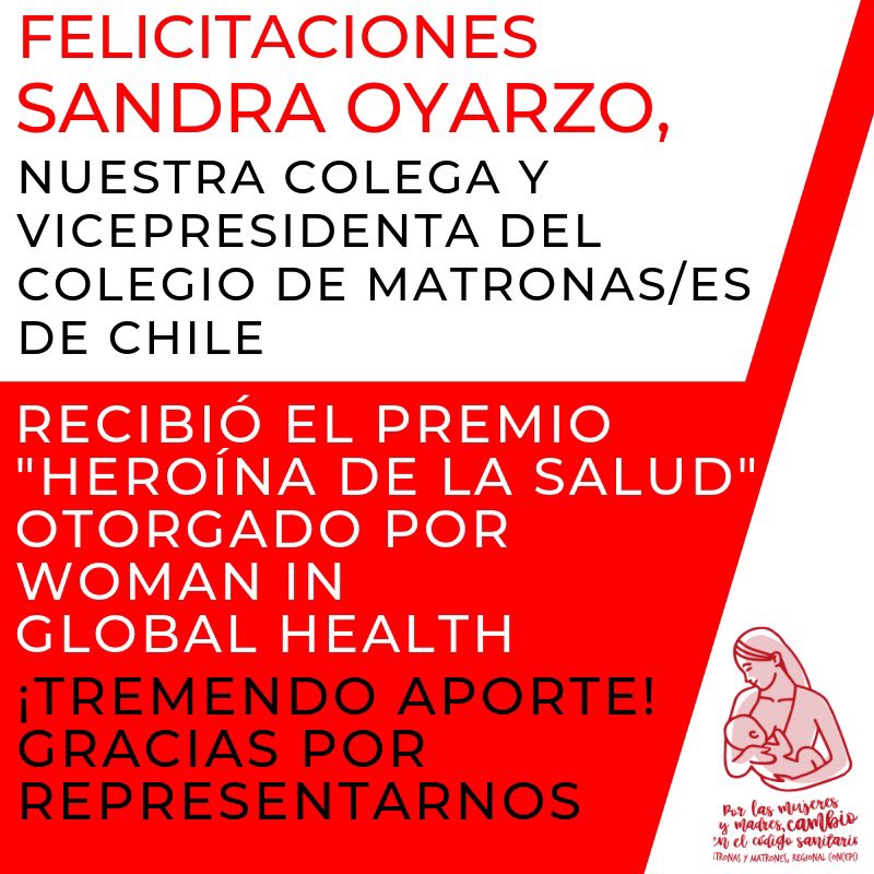 matronasccp's tweet photo. Tremendo orgullo para la matronería chilena. Sandra Oyarzo eres un ejemplo y motivación para quienes aseguramos atenciones de calidad a madres y recién nacidos en Chile. https://t.co/zmtkVy35Kn