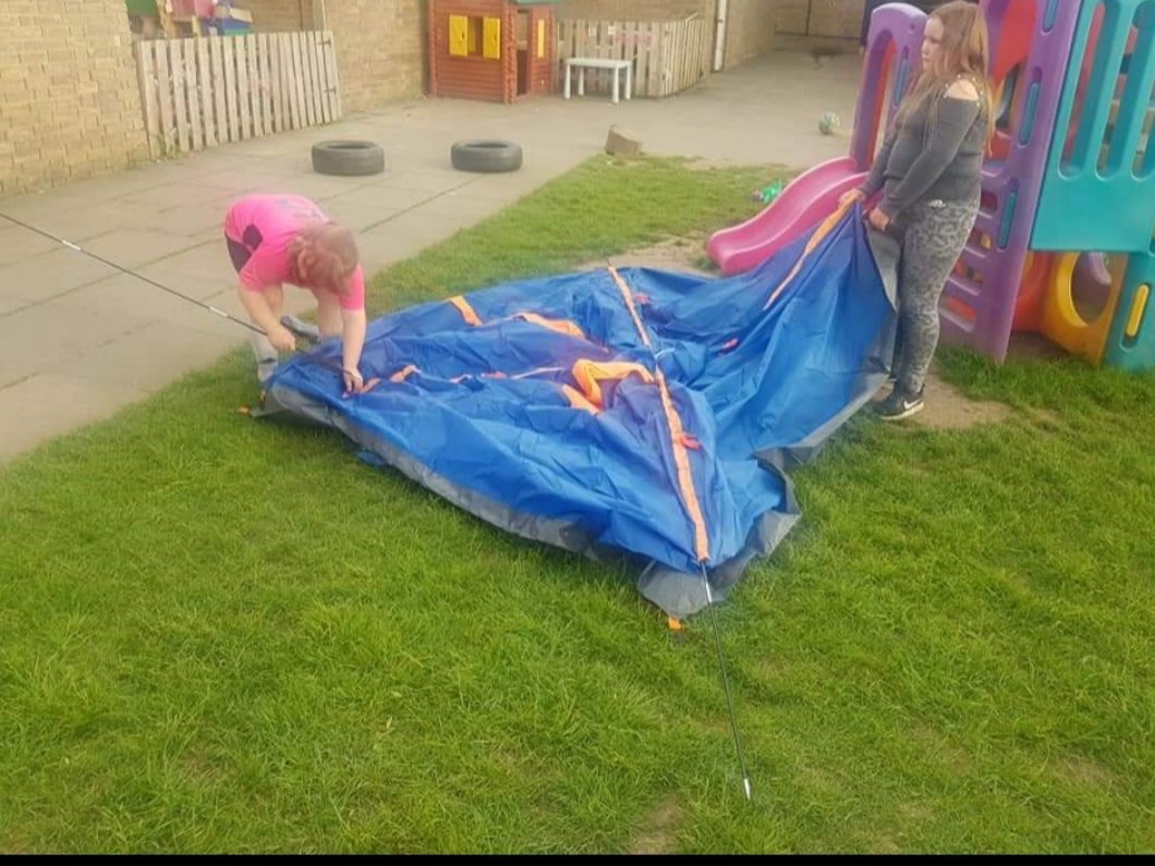 iwasiuk152's tweet photo. @Mr_Fotheringham @LadywoodKH @MrsNeillLW 
On Monday evening's Olivia and Ruby help me out run a club called This is me. The club is for children aged 10-14 years with mild to severe disabilities. Today's challenge was to put up a tent, we managed it just before the rain. https://t.co/erL6MMPg6d
