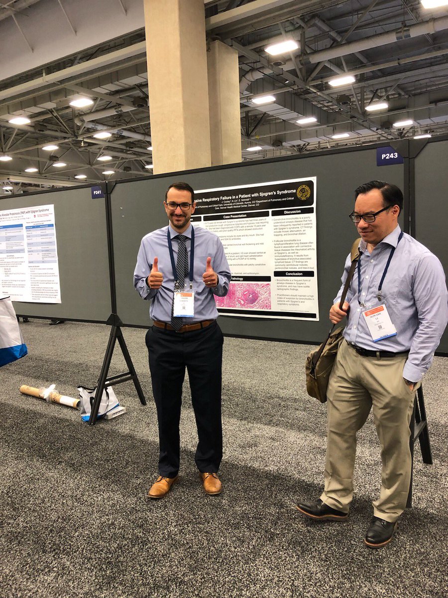 DenPulm's tweet photo. Day 2. Amazing that ALL fellows were able to attend this year. Special shout out to all the attendings at home who were gracious in covering us for 5 days. #UniversityOfColorado #NationalJewish #ATS2019 #WeOweOurAttendingsBeer https://t.co/g8RWfBwX4f