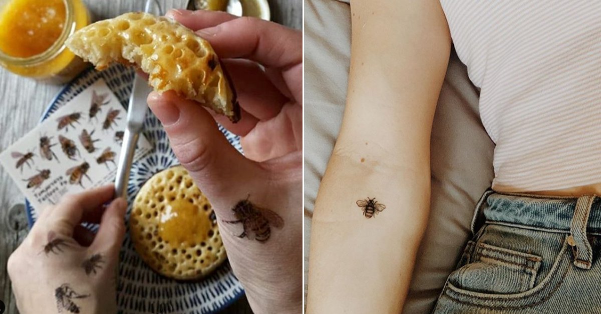 Inkedmag's tweet photo. David Attenborough's remedy to help save tired bees in the summer: leave a teaspoon of sugar &amp; water to help rehydrate them🐝 

Next step: get a bee-utiful tattoo in the name of our favorite pollinators👇 

https://t.co/k2vFgAtNSc

#WorldBeeDay #SaveTheBees #BeeTattoos https://t.co/h23naVF6aV