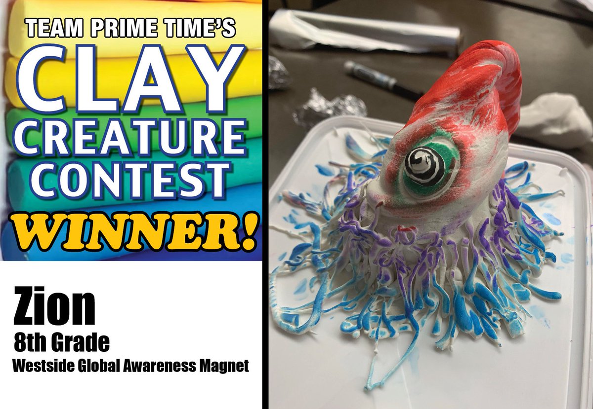 TeamPrimeTimeLA's tweet photo. Congrats to TPT's Space Themed- #ClayCreature Contest Winner: Zion from Westside Global Awareness Magnet #CreativeKids #Art4Kids
#TeamPrimeTime is #AfterSchool @BTBLA @LA_USD https://t.co/nqLO4QPujR