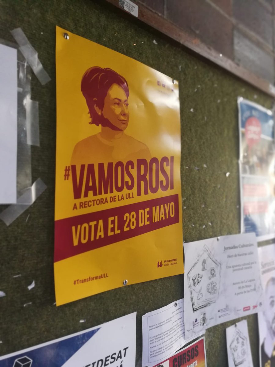 GrupoEULL's tweet photo. Solo queda una semana para las elecciones a #RectoraULL y desde @GrupoEULL, como ya hicimos en la primera vuelta, apoyamos la candidatura de @vamosrosi.
Hoy nuestros compañeros han estado pegando carteles por las facultades, ¿te apuntas?
VOTA el próximo #28M a @vamosrosi https://t.co/WAvsAhEEES