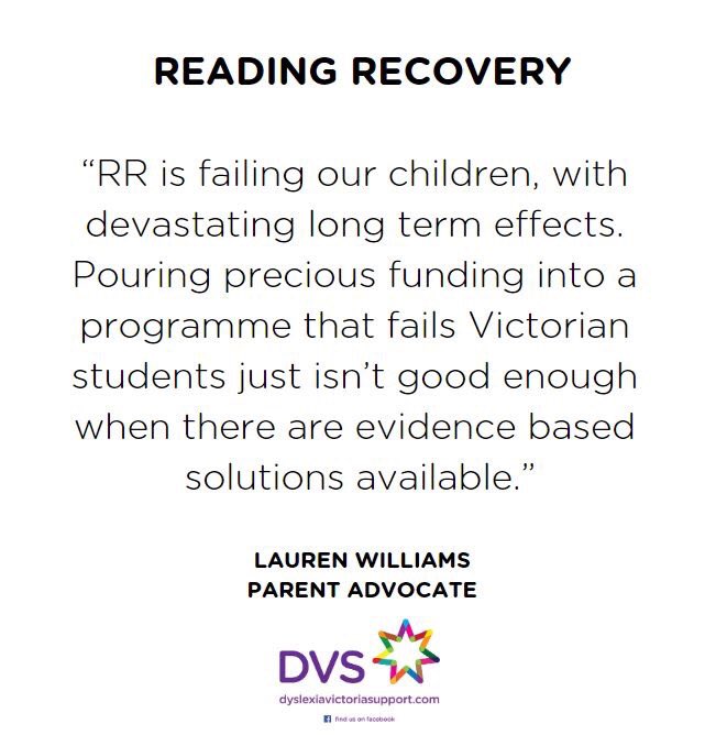 Isaology's tweet photo. “RR is failing our children, with devastating long term effects. 
Pouring precious funding into a programme that fails Victorian students just isn’t good enough when there are evidence-based solutions available.” Lauren Williams, Parent Advocate

#ReadingRecovery #RRreplacements https://t.co/xzMRkOdc2Z