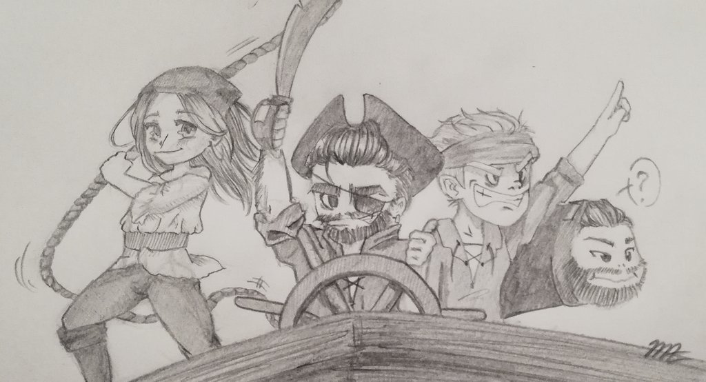 raariraa's tweet photo. #HWSQ #HWSCrew #SeaOfThieves #erikhatdenlängsten
Nach gefühlten Jahrzehnten hab ich endlich mal wieder einen Stift in die Hand genommen um euch 4 zu verewigen, weil ihr einfach die Coolsten seid :D #Danke ☺️💐 https://t.co/yuF5i8uYKm