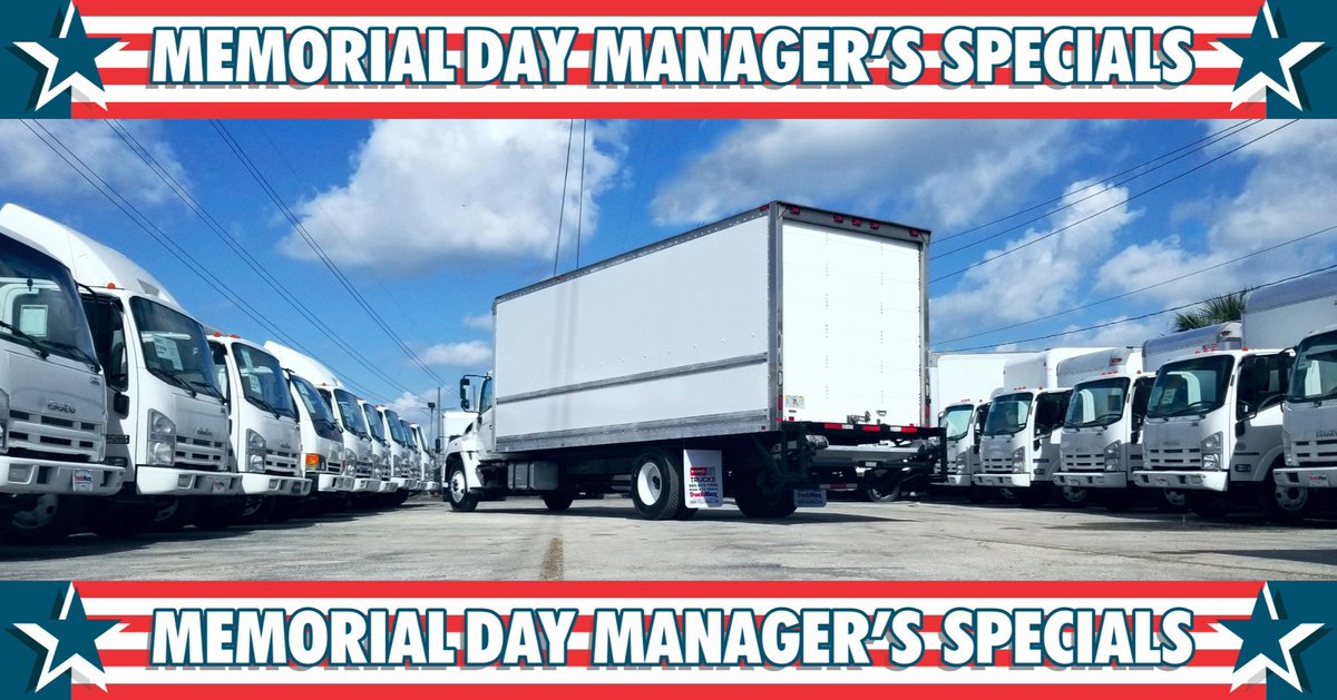 truckmax's tweet photo. Check out our #MemorialDay Manager's Specials. Our extensive #commercialtrucks inventory have amazing deals to consider. Call us today 305-720-2579 https://t.co/PQ3fIc3dPl