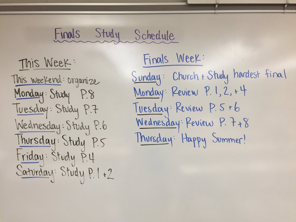 DCHSIntegrated's tweet photo. Go Maroons, beat finals!! Make a plan and take one day at a time 🙌 RT to spread this study schedule. ⁦@DCHSMaroons⁩ ⁦@MaroonCrew⁩ ⁦@DCHSPrincipal⁩ https://t.co/SJvyTpHKIL