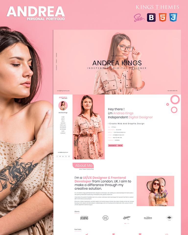 Andrea - Personal Portfolio's landing page, is the newest theme of Kings themes, ideal for resume, vcard, CV.

templatemonster.com/landing-page-t…

#themes #landingpage #Website  #templates  #portfolio  #resume #vcard  <a href="/templatemonster/">TemplateMonster</a> <a href="/EyreEllen/">temporary closed</a>