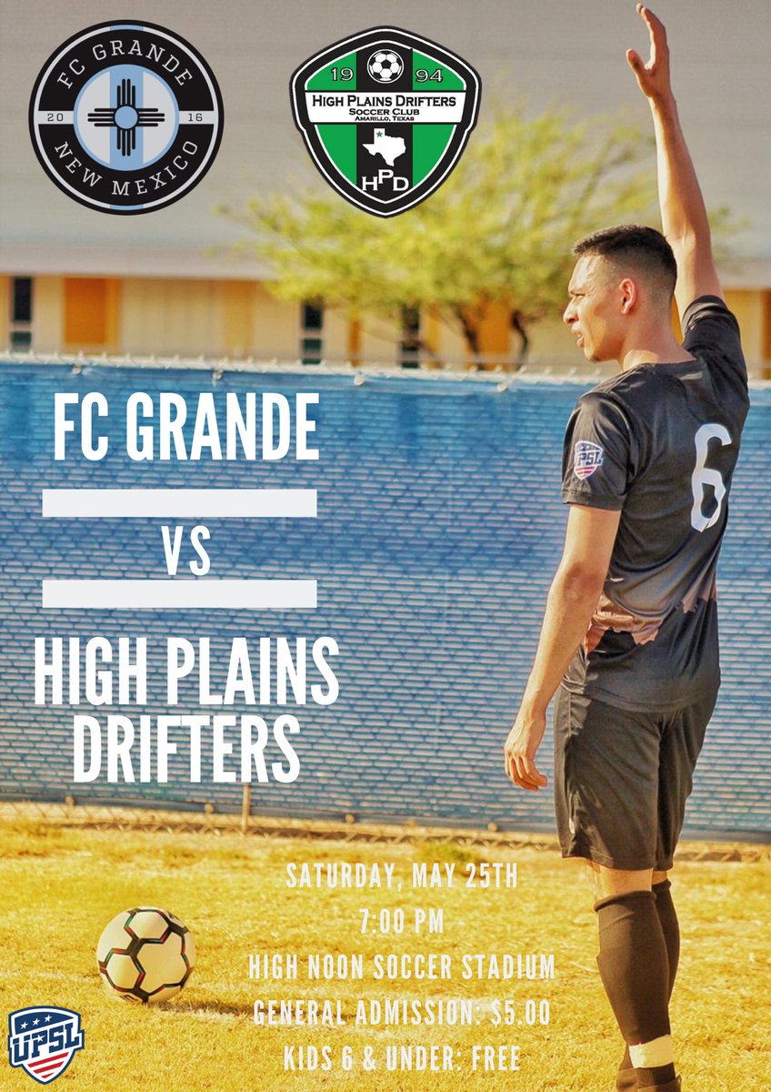 Join us this Saturday as we host our home opener against High Plains Drifters based out of Amarillo, Texas! Door will open at 6:00 PM. #FCGrande #UPSL 

📸 - @crazyylenzz