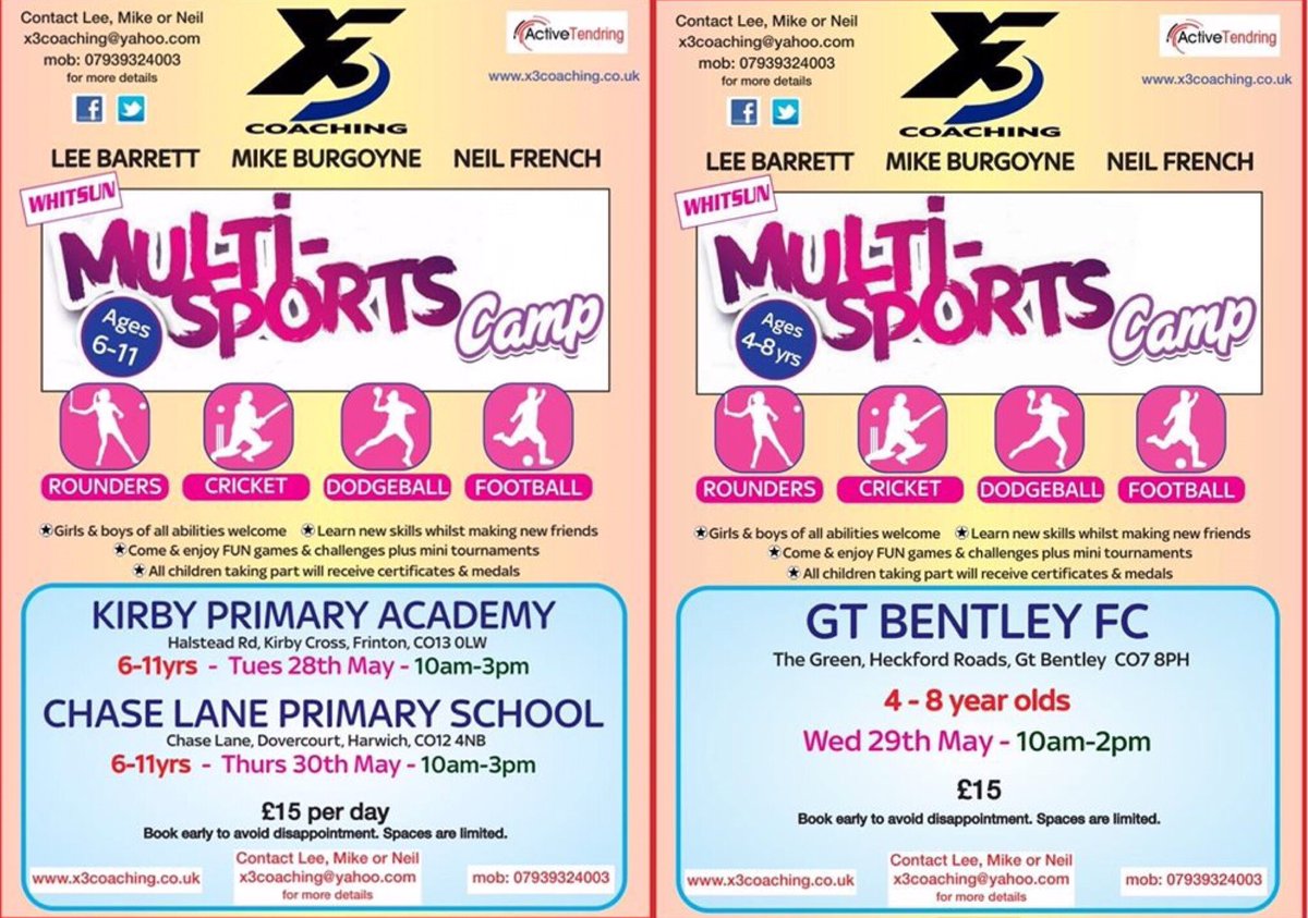 x3Coaching's tweet photo. ⚽️🏏🎾 May Half Term ⚽️🏀🏏

There is still time to join one of our three multi-sports camps being held this May #halfterm. Book your child’s place online https://t.co/SC9qVUCGJz https://t.co/5AhtLS1Ds9