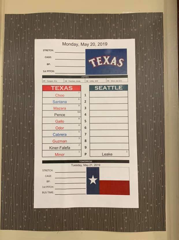 RangerNationDAL's tweet photo. Lineup for today. @jmmoore912 the Recliner Nerd is covering the game today. Use the hashtag #AskTheNerd or @rangernationpod to ask him questions! #RangersNation #TogetherWe https://t.co/1hI2B8DVFi