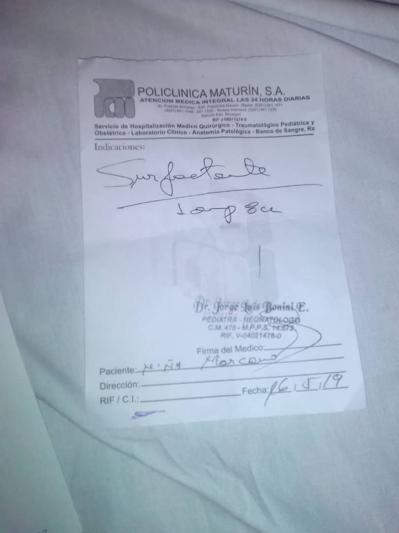 indhiraflores's tweet photo. #20May Se necesita Surfactante Pulmonar para bebe hospitalizada en Maturin, su mami es de muy bajos recursos y está pidiendo ayuda para su bebita #AyudaHumanitaria #Bebesita #GraciasPorDifundir https://t.co/riptZduWF9