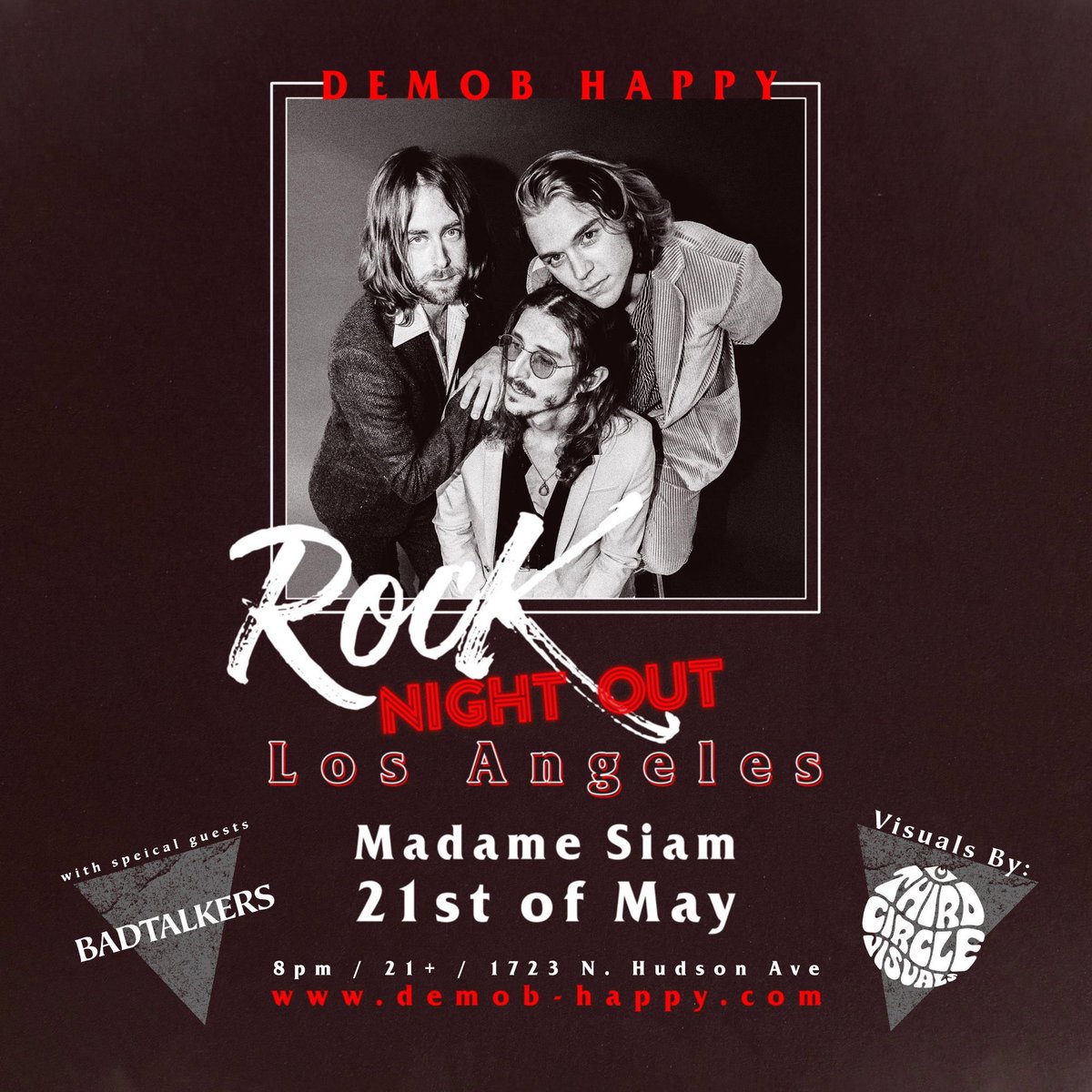 Lucky Los Angeles folk! The last night of this latest <a href="/DemobHappy/">Demob Happy</a> tour concludes tomorrow for the superb <a href="/rocknightout/">Rock Night Out</a> (cheers Rachel!) at Madame Siam. Be there!!