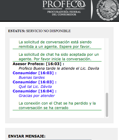 JPSibillaT's tweet photo. Ahora quiero denunciar a @Profeco, pues estuve intentando comunicarme a la delegación Tabasco, y resulta que "ya vamos de salida joven". Me contacté por 0-1800, y no hay ejecutivos en más de una hora. Me contacté por el chat, tras esperar 40 min, convenientemente "se desconecta" https://t.co/aGl8NI30IL
