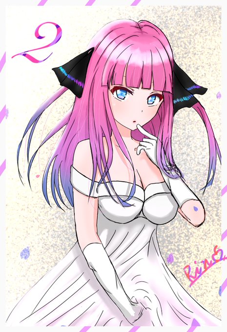 りん🍎さんがTwitterに投稿した中野二乃(五等分の花嫁)のイラスト。