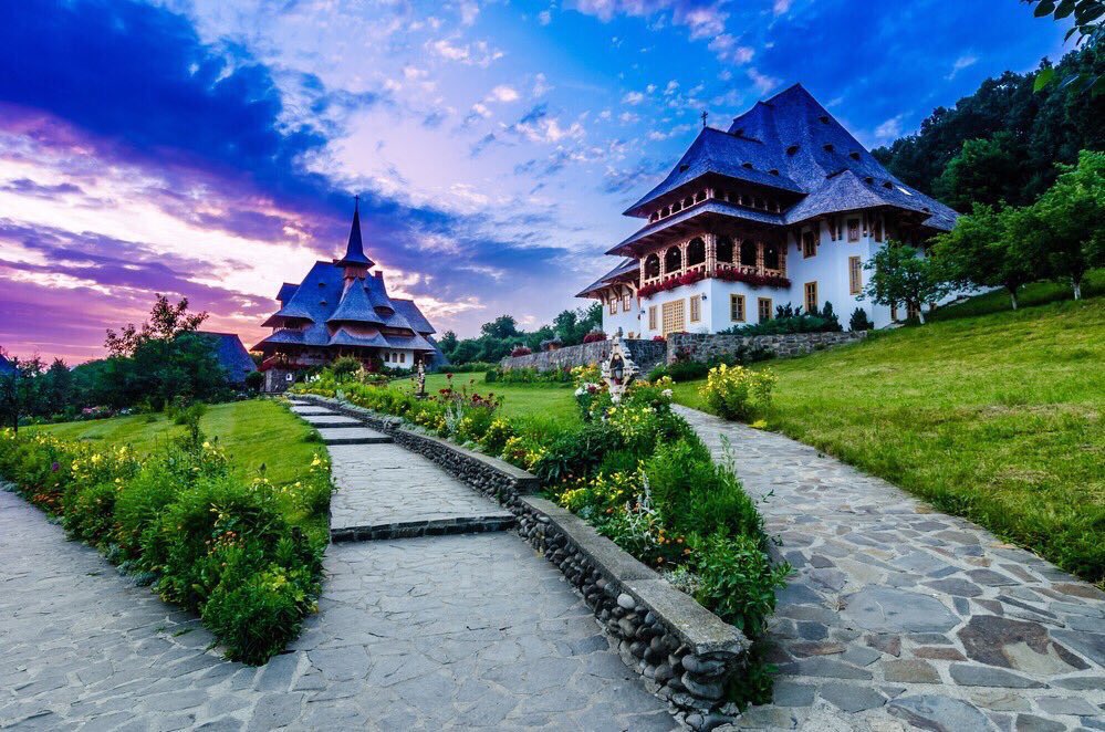 MagicalEurope's tweet photo. Barsana Monastery complex in Maramures, #Romania is a beautiful synthesis of Eastern &amp; Western European hand-carved wooden architecture. https://t.co/l24qyOC3St