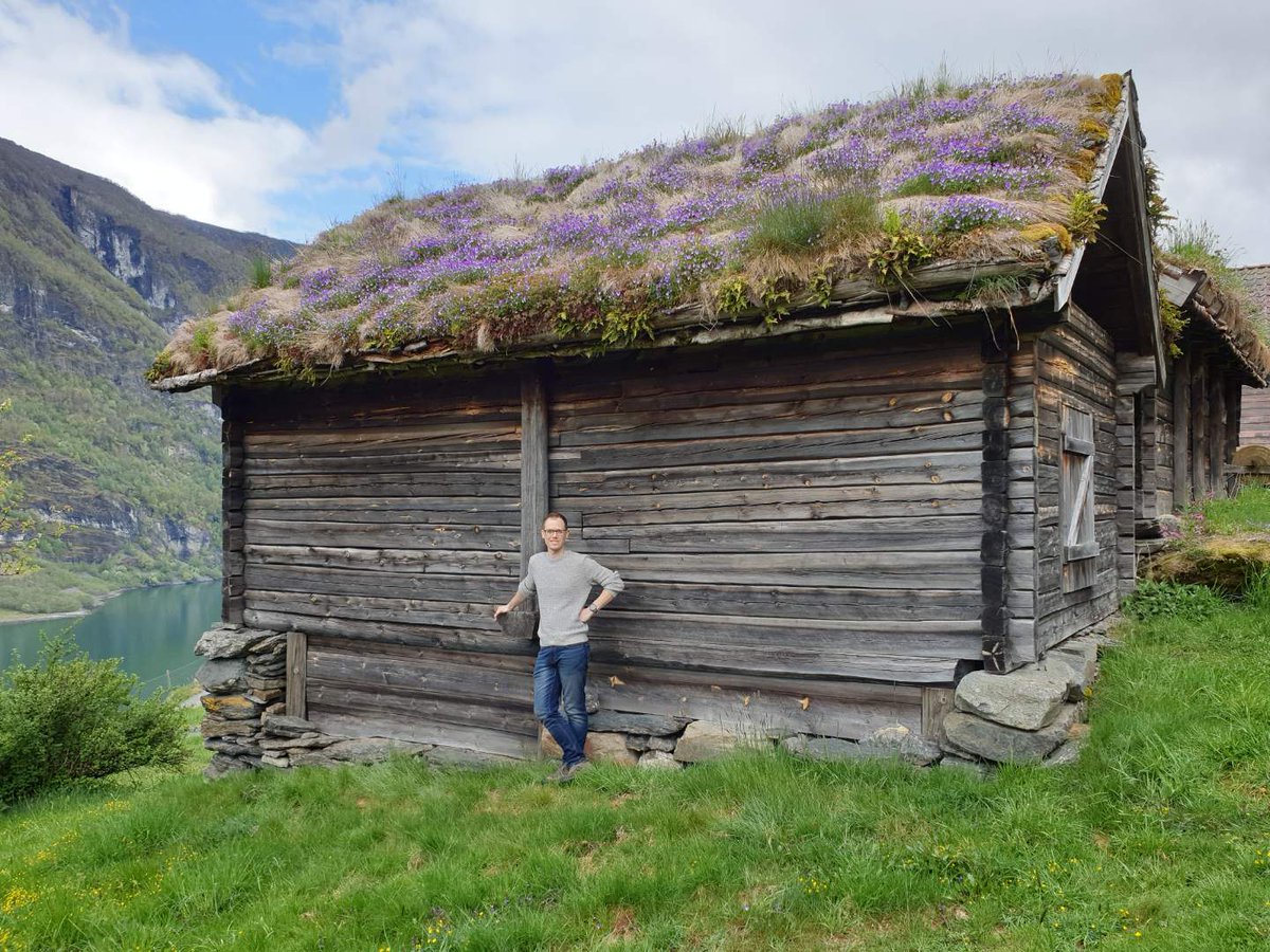 MACoombes's tweet photo. This is how to do it. Stunning taditional #greenroofs in bloom at #Otternes farm on the #Sognefjord, Norway, original buildings dating to c.1700. One of the most beautiful places I've ever been. A perfect mix of natural and cultural #heritage #learningfromthepast @oxrbl https://t.co/1dyb61gPP1