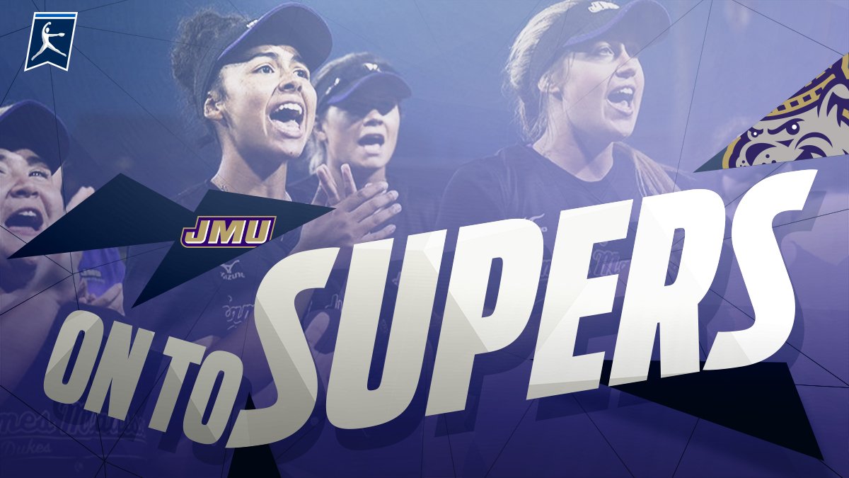 NCAASoftball's tweet photo. CROWN 'EM! THE DUKES ARE REGIONAL CHAMPIONS! 👑

@JMUSoftball beats (15) Michigan twice on Monday, 3-0 and 2-1, to win the Ann Arbor Regional and advance to the Super Regional round for the second time in program history.

#NCAASoftball https://t.co/dh0R1LFq73
