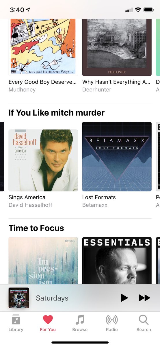 DrZilog's tweet photo. The new Apple Music recommendation layout is clutch @mitch_murder https://t.co/LE3zBetonE