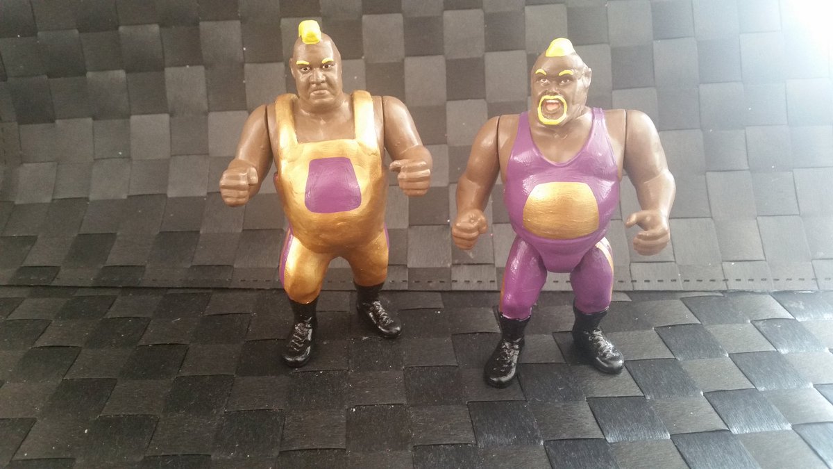 SHasbros's tweet photo. Message me if want a custom, taking comissions for June. This Men on a Mission Tag Team is off to its new home tomorrow. #hasbrofigure #WWE #wwffigures #wwfhasbro #figuresforsale #FigLife #toysforsale #hasbrowrestlers #wrestling #wrestlingfigures https://t.co/VhlylaDrih
