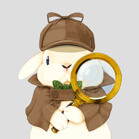 magnifying glass no humans rabbit hat solo holding simple background  illustration images