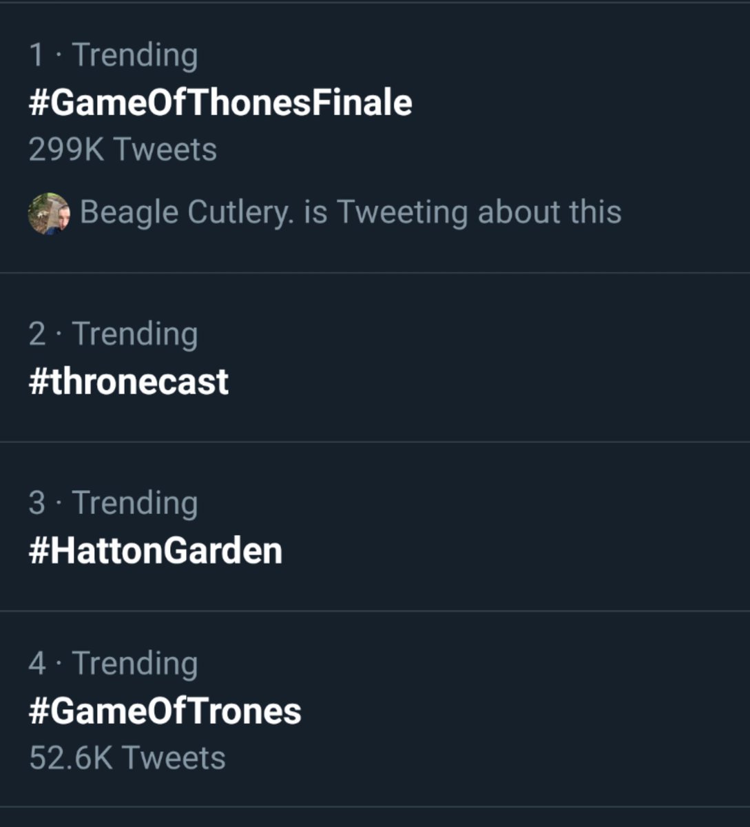 Elliot Metson On Twitter Three Out Of The Top Four Trending Hashtags Are About Game Of Thrones And Two Of Them Misspell The Title Of The Show Ffs Clever Way To Get