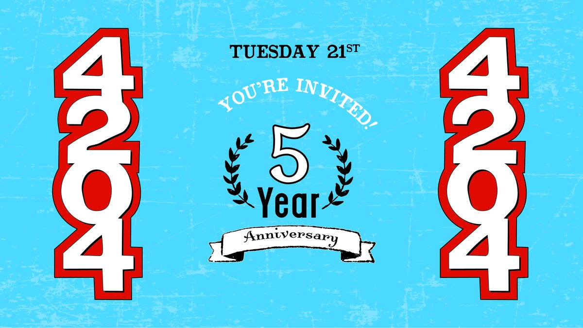 Tuesday is our 5 Year Anniversary!  Thank you for the last 5 years!

Features: The restaurant has a dinner for two---16 oz T-Bone, a side, a soup or a salad, a dessert, and a glass of our Anniversary beer, Rhombus Apricot Wheat.  At the Tap House at 6435, we have a Tap Takeover!